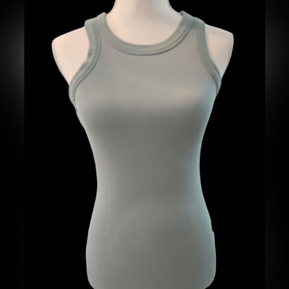 Mint Green Ribbed Tank Top - Picture 2 of 4